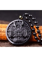 Подвеска Обсидиан Лев Буды символ защиты и безопасности