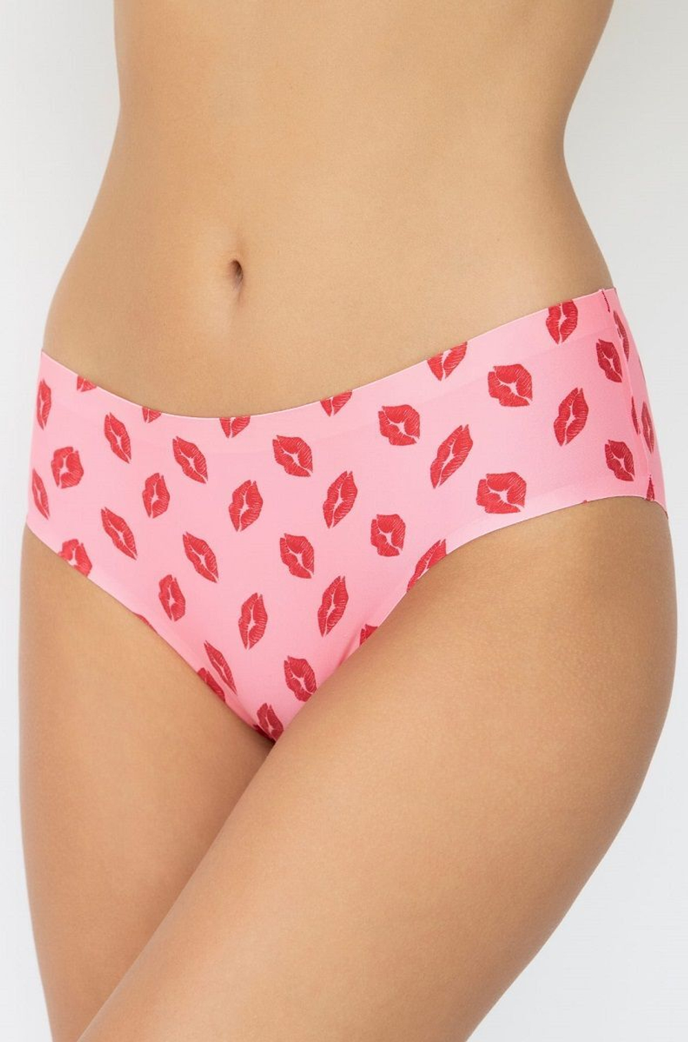 Оригинальные трусики с принтом в виде губ (Размер: M) (Цвет: розовый)