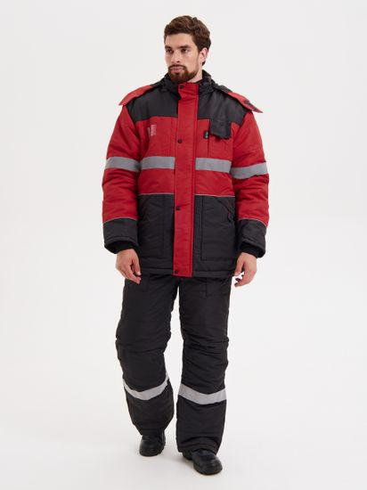 Костюм зимний "Нордмен" полукомбинезон (черный/красный)