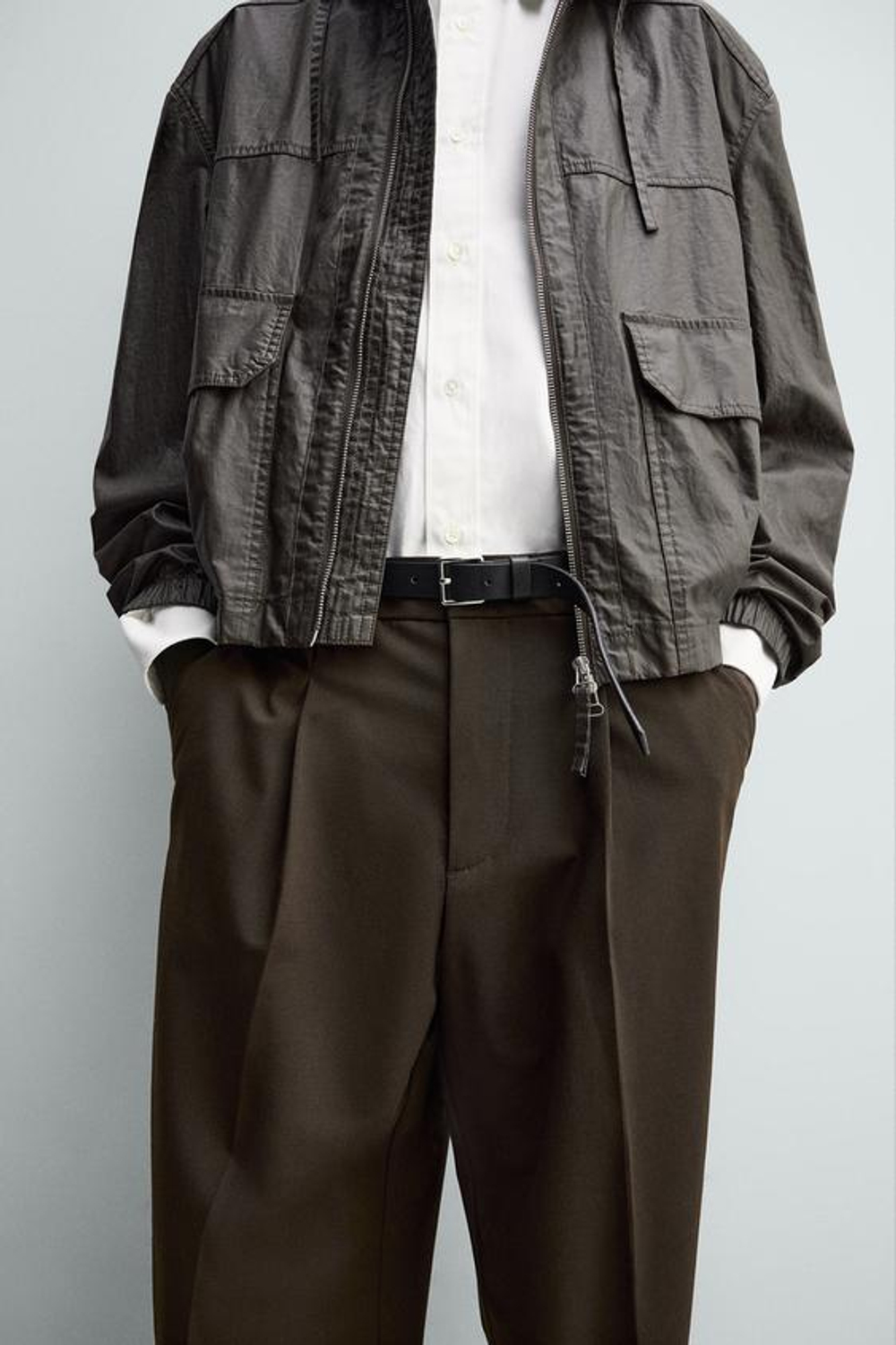 ZARA БРЮКИ WIDE FIT СО СКЛАДКАМИ, КОРИЧНЕВЫЙ