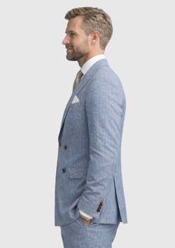 Мужской двубортный костюм (голубой) А92