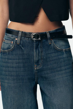 ZARA ДЖИНСЫ-КЮЛОТЫ Z1975 С ВЫСОКОЙ ПОСАДКОЙ И РЕМНЕМ, СИНИЙ