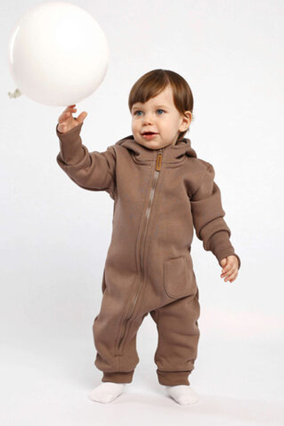 Комбинезон из футера утепленный (шоколад) открытые ножки
