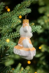 Елочное украшение Девочка медвежонок, стекло, 10 см., 1 шт., Витус (А402)