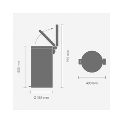 Ведро для мусора Brabantia полированная сталь 45л схема