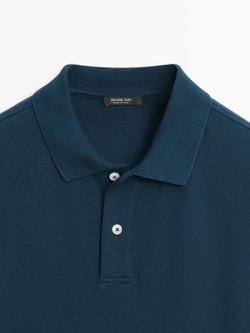 Massimo Dutti Поло из рельефного хлопка, индиго