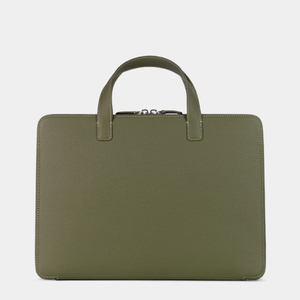 Сумка для документов и техники 13 - 14 из кожи теленка, зеленого цвета