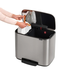 Brabantia Контейнер для мусора Bo 11+23 л для сортировки матовое серебро