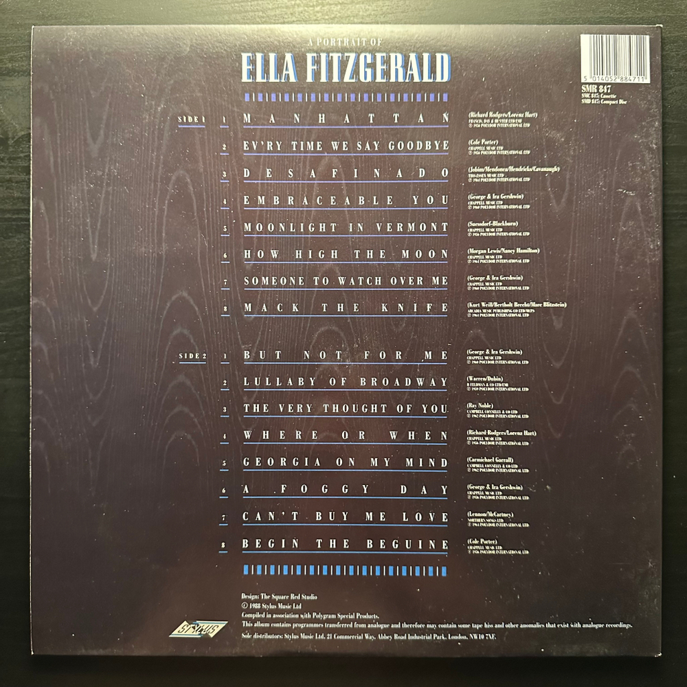 Ella Fitzgerald - A Portrait Of Ella Fitzgerald (Англия 1988г.)