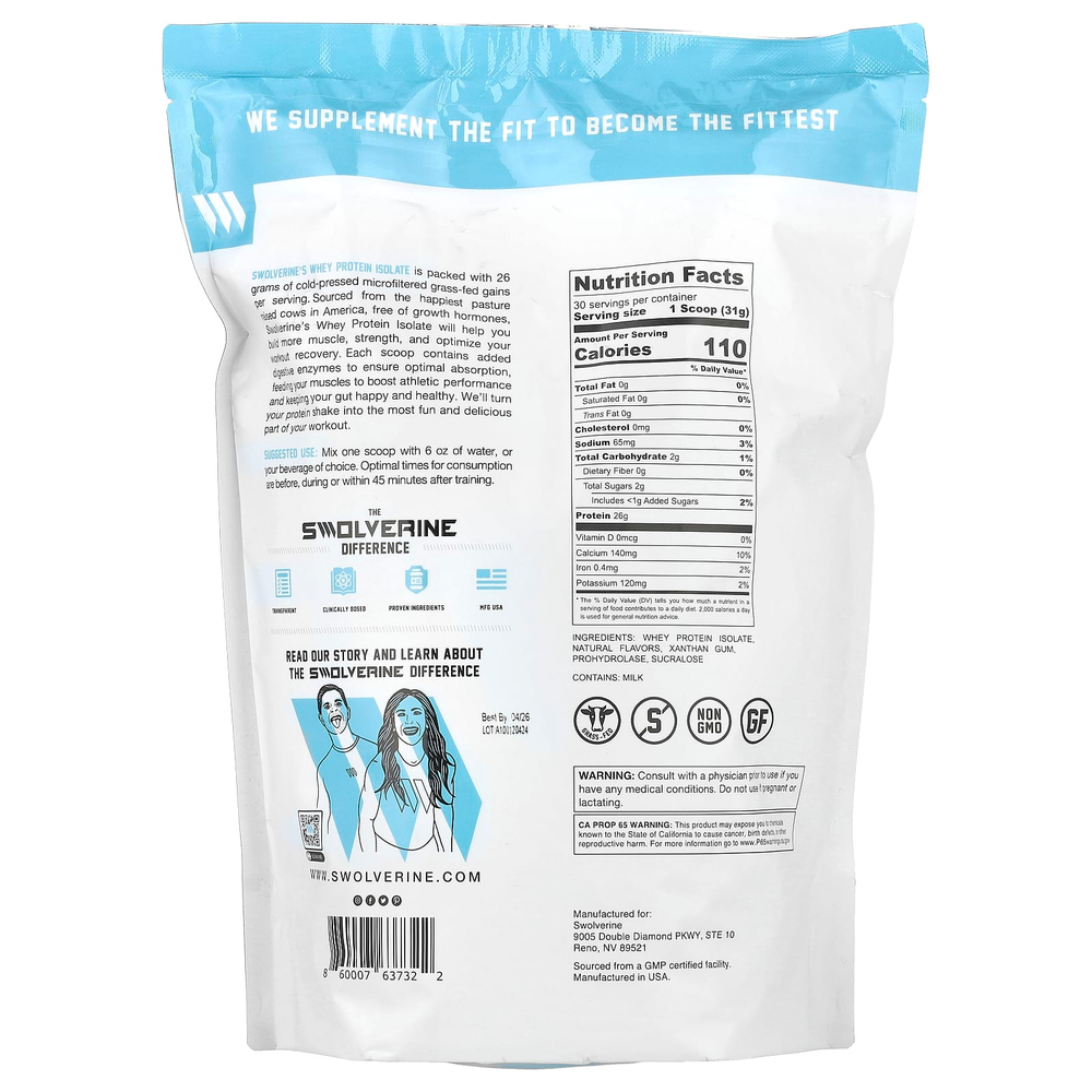 Swolverine, Изолят сыворотки, мятная шоколадная крошка, 930 г (2,05 фунта)