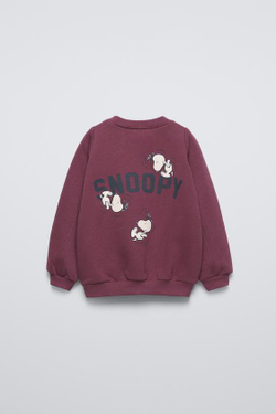 ZARA ТОЛСТОВКА С ВЫШИВКОЙ SNOOPY PEANUTS™, ТЕМНО-БОРДОВЫЙ