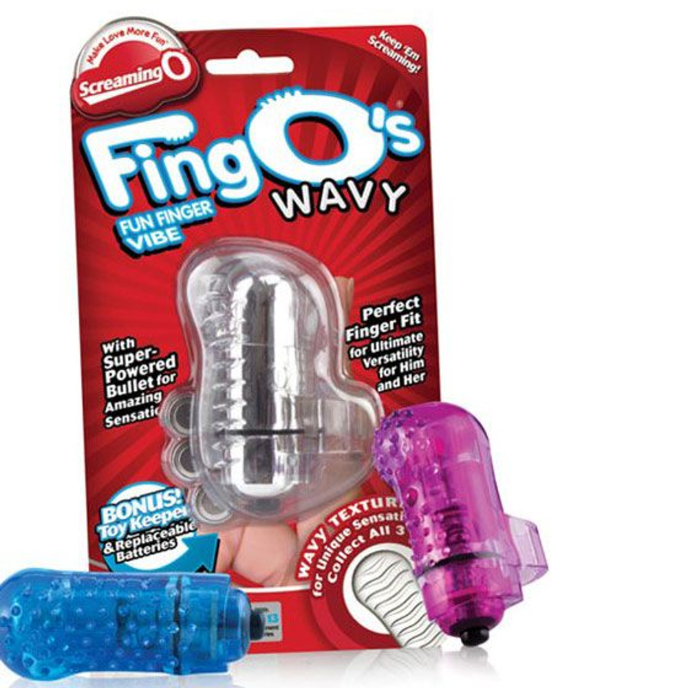 Светящийся синий вибростимулятор на пальчик FingO (Цвет: синий)