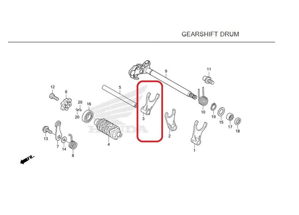 24213-KZZ-900. Вилка КПП Пр. Honda CRF250L, CBR250/300.