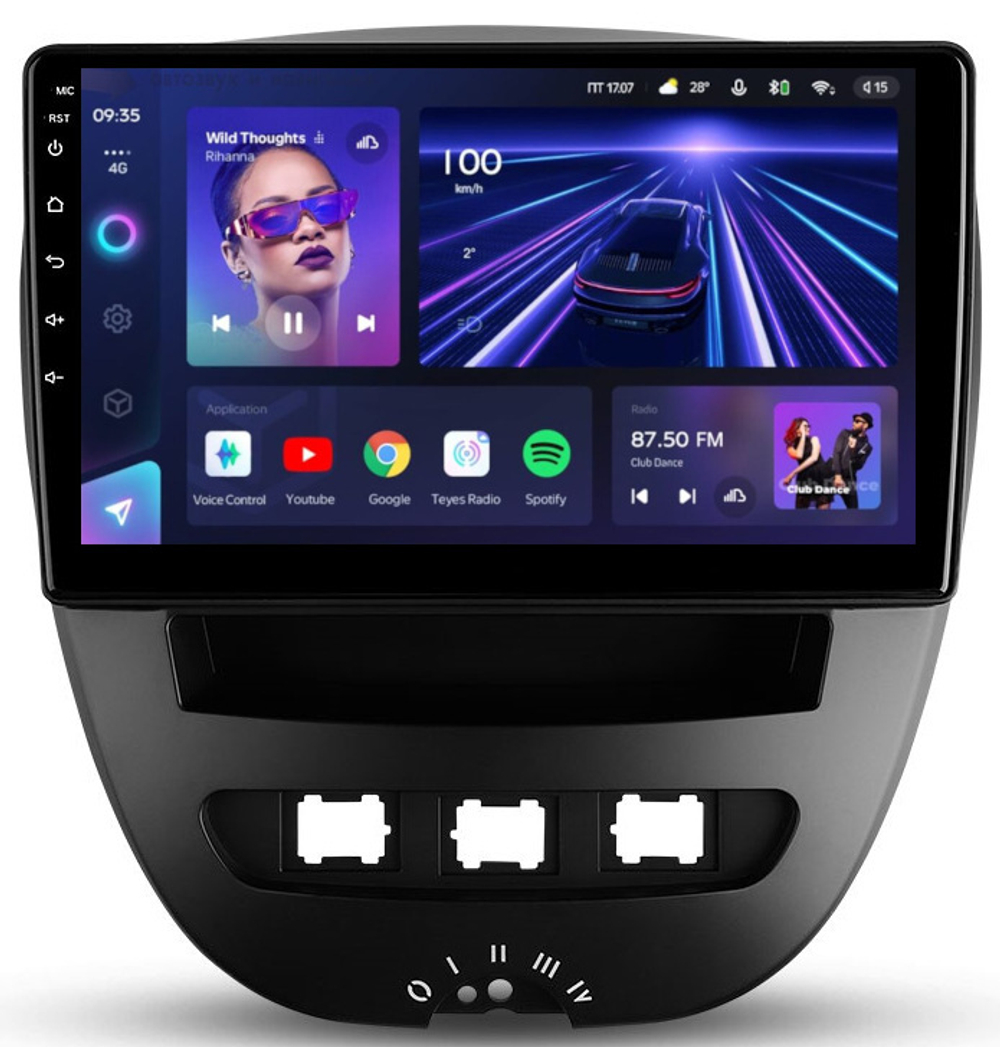 Магнитола для Citroen C1, Peugeot 107, Toyota Aygo - Teyes CC3 Android 10, ТОП процессор, 4/32 Гб, CarPlay, SIM-слот