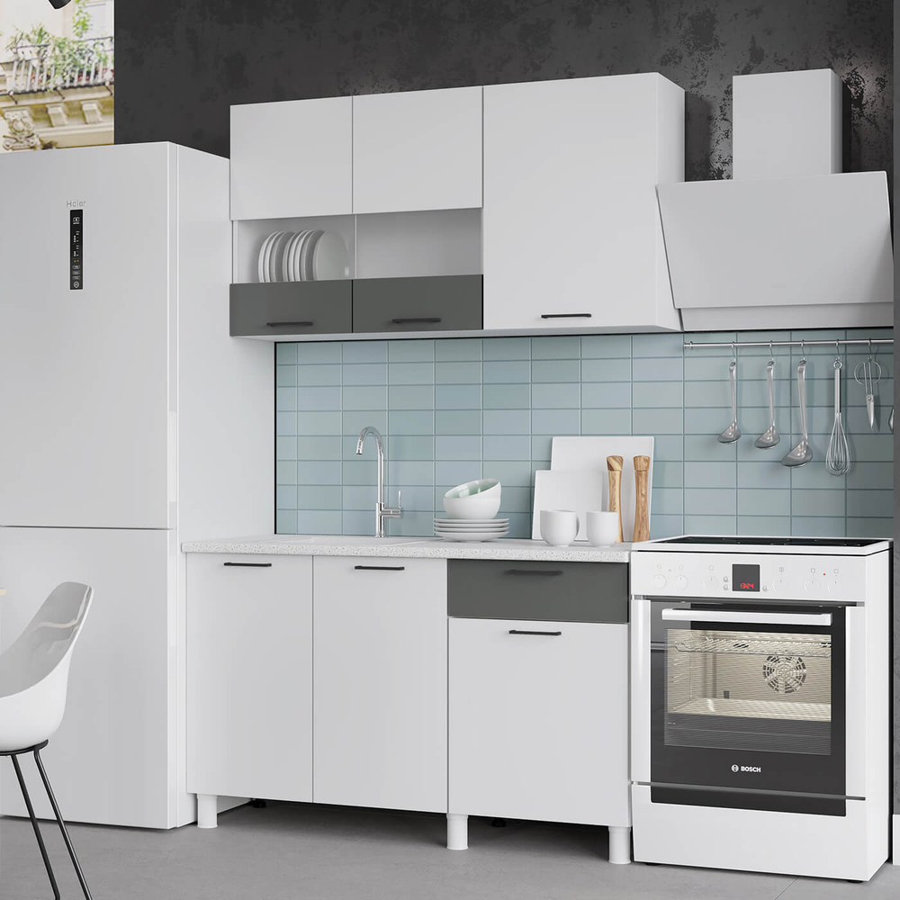 "Trend 1300" МДФ Арктик - мурено, мрамор милк - холст латте, холст сапфир - холст молоко, белый эмалит - холст вулкан, белый эмалит - бетон лайт, мрамор арктик - бетон грей