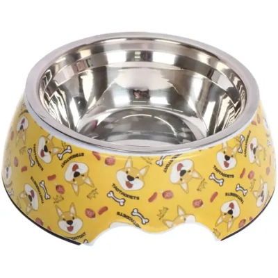 Миска из нержавеющей стали «ЛЮБИМЫЙ БРО», корги, 17.5*22*7.5см (наклейка)