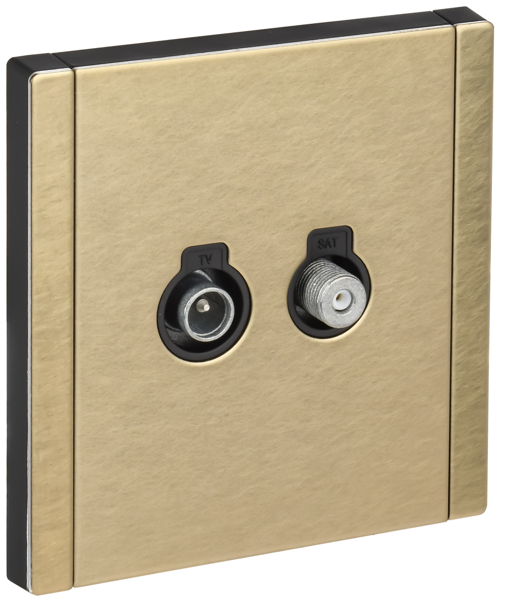 FORTE&PIANO Розетка двойная TV+SAT FP638M металл шампань IEK