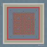 Шелковый платок "Орнамент2" GRAY/BLUE 45x45