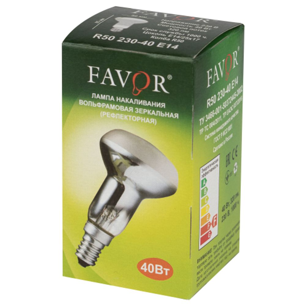 Лампочка Favor R50 40Вт E14 / Е14 230В рефлектор
