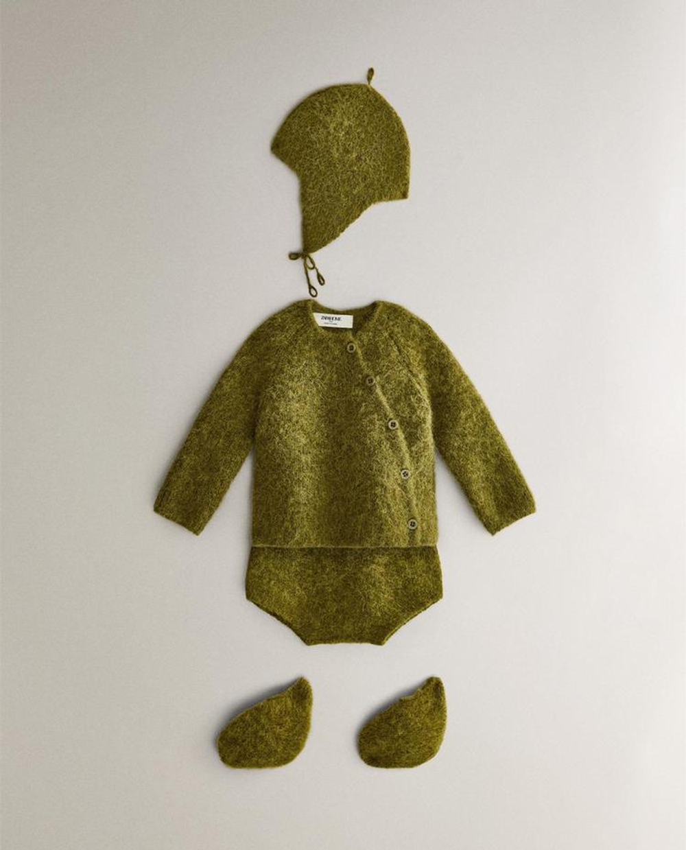 ZARA HOME ДЕТСКИЙ КАРДИГАН ИЗ АЛЬПАКИ, ЗЕЛЕНЫЙ