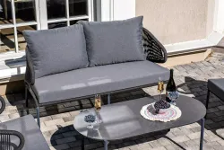 "Милан" лаунж-зона 4-местная плетеная из роупа (веревки), каркас алюминиевый темно-серый, роуп темно-серый