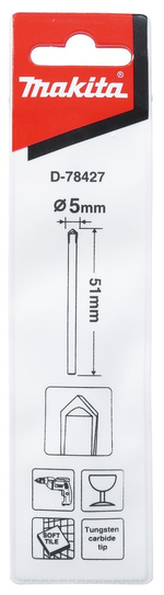 Сверло по стеклу GEN2 5x51 Makita D-78427 Стекло/ Керамика 10 x 80 мм хвостовик 1/4\"