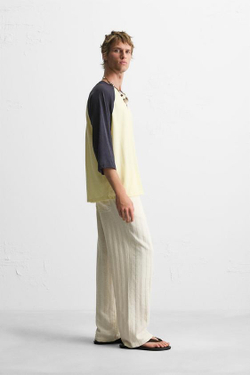 ZARA ЖАККАРДОВЫЕ БРЮКИ RELAXED FIT, ЭКРЮ