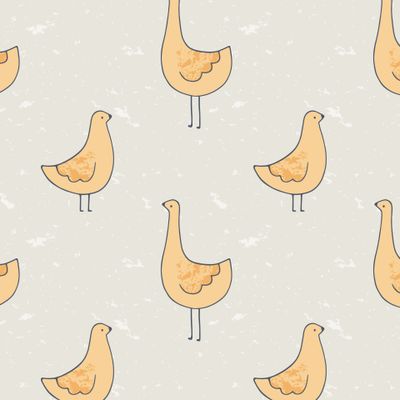 Пастельные желтые птицы на бежевом фоне