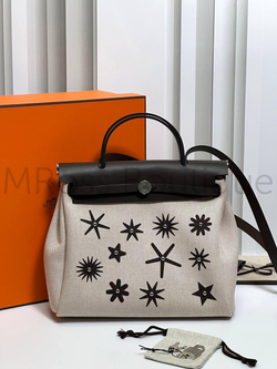 Серая тканевая сумка Hermes Herbag 31 Zip