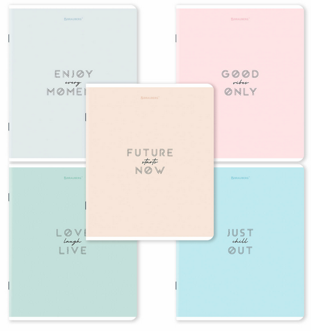 Тетрадь А5 48л. клетка "Однотонный_Пастель" скоба, матовая ламинация (BRAUBERG)