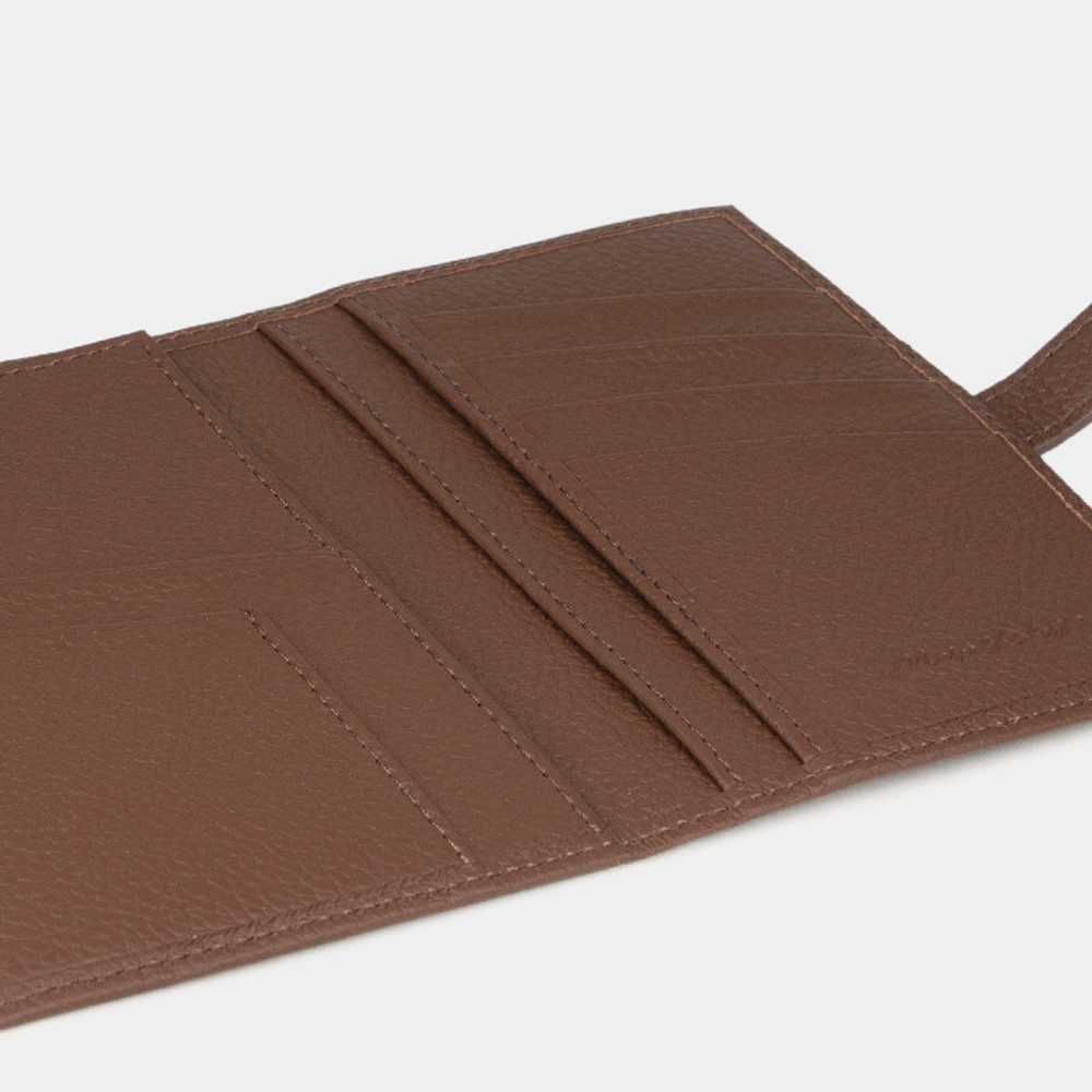 Обложка для паспорта и автодокументов из натуральной кожи теленка, цвета шоколад