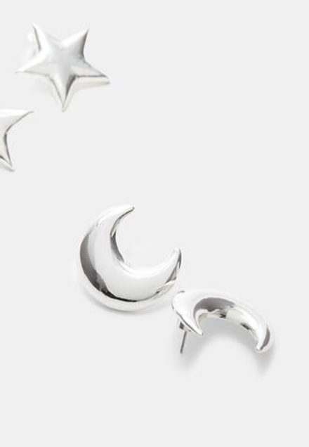 STRADIVARIUS Комплект из 2 пар сережек, серый