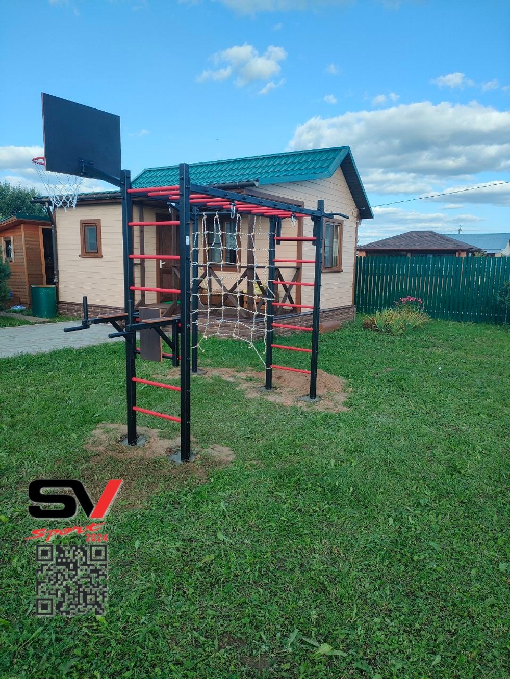 Монтаж уличной шведской стенки Sv Sport Рукоход (5 вертикальных столбов)