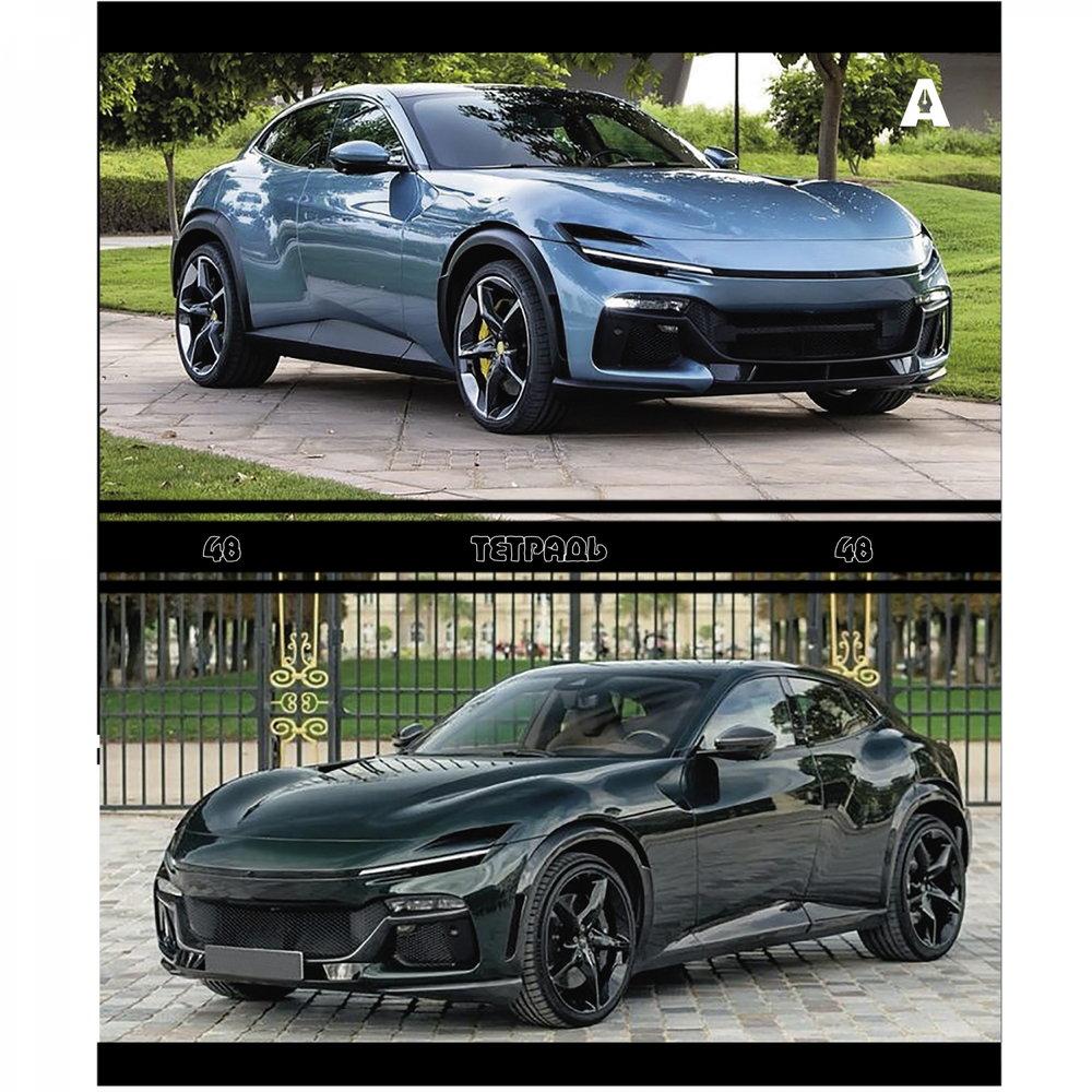 Тетрадь 48л., А5, клетка, Alingar "Авто в городе", скрепка, мелованый картон ( стандарт), блок офсет, 5 дизайнов в пленке т/у