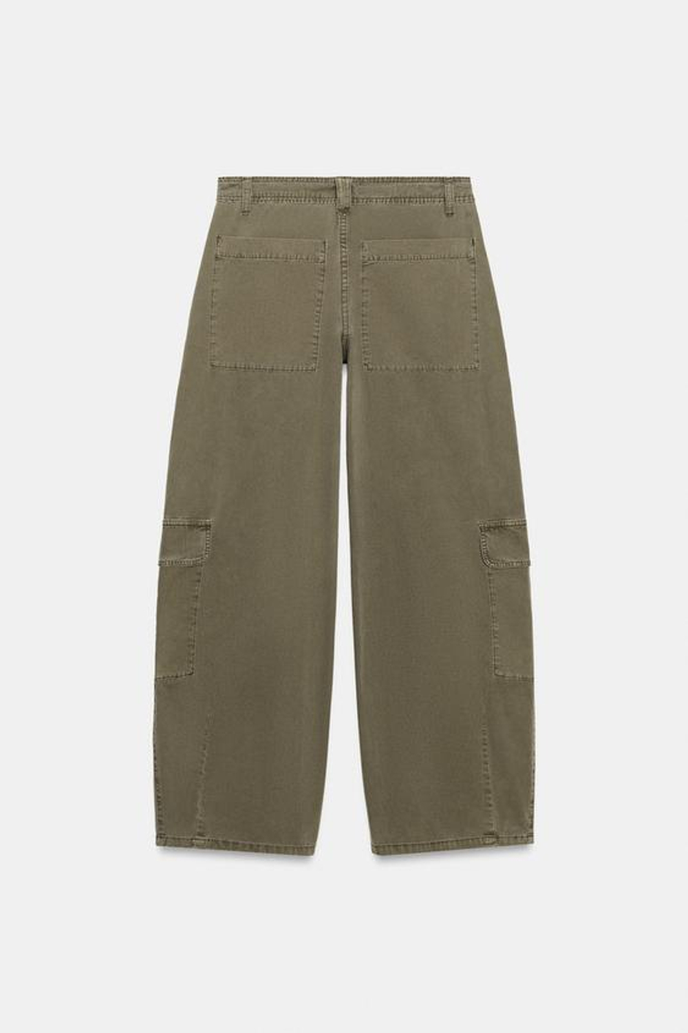 ZARA БРЮКИ КАРГО ОВЕРСАЙЗ, ТЕМНЫЙ ХАКИ