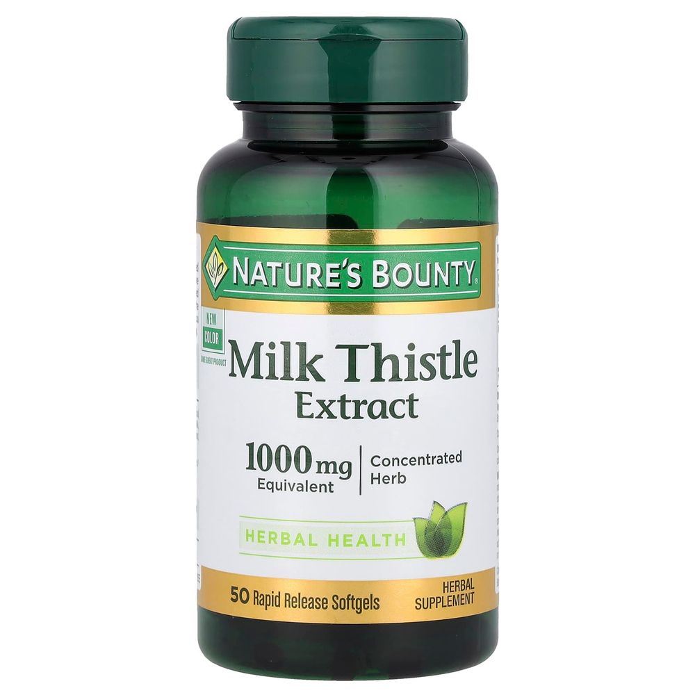 Nature's Bounty, экстракт расторопши, 1000 мг, 50 капсул с быстрым высвобождением