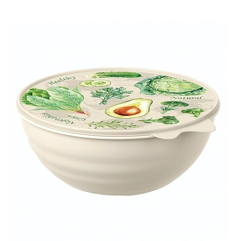 Миска с крышкой с декором wave 3,7л (бежевый)