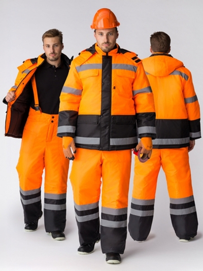 Костюм зимний Дорожник (Оксфорд) брюки, оранжевый/черный
