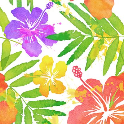 Акварельные тропические цветы