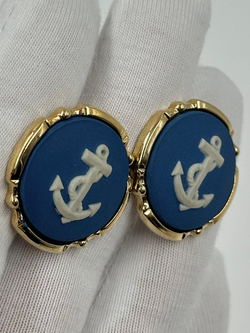 Запонки синие с якорями Wedgwood