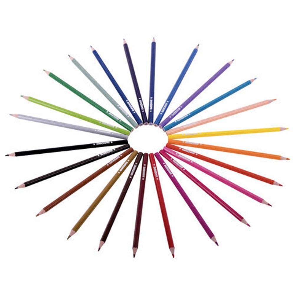 Карандаши цветные ЮНЛАНДИЯ "ДОМИКИ", 24 цвета, пластиковые, классические, грифель мягкий 3 мм, 181838