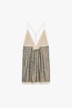 ZARA ТОП С БРЕТЕЛЯМИ И ПАЙЕТКАМИ — ZW COLLECTION LIMITED EDITION, МЕДНЫЙ