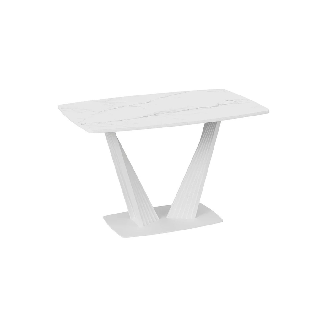Стол раздвижной Фабио Белый матовый, Стекло матовое белый мрамор 130х80х75 см