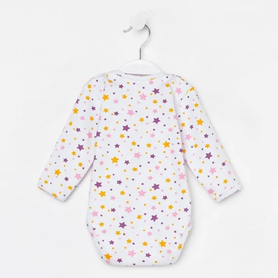 Боди детский, цвет белый/сиреневый, рост 62 см