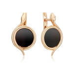 Серьги «Магия ночи» с английским замком из красного золота с ониксом