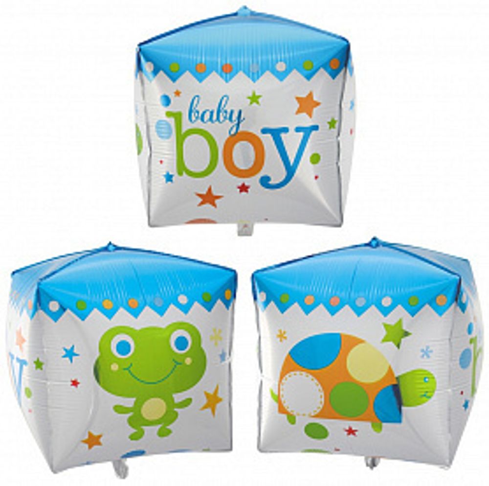 Шар фольгированный Фигура "Куб, Малыш мальчик 3D" 28' с гелием