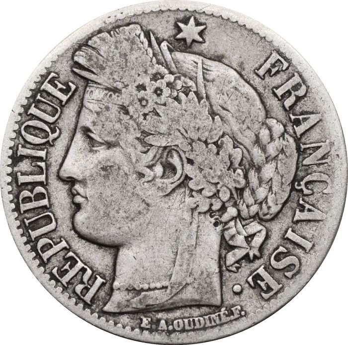 1 франк 1871 Франция "K"