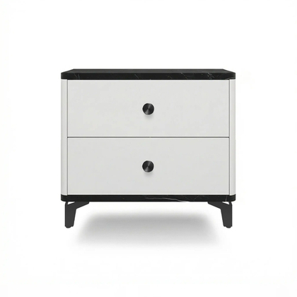 Тумба прикроватная на ножках с ящиками ROYAL 5303 эко (Мрамор Неро-Черный-р.черная)