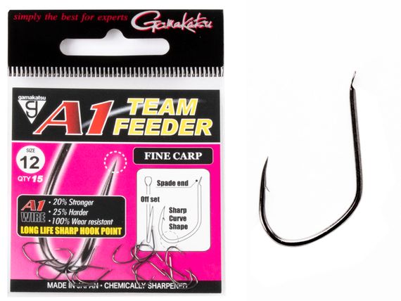 Крючки Gamakatsu A1 TEAM FEEDER HOOKS FINE CARP разм. 12 15шт.