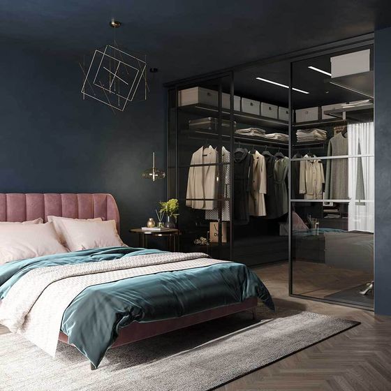 Алюминиевая стеклянная перегородка Классическая №3 серая ночь